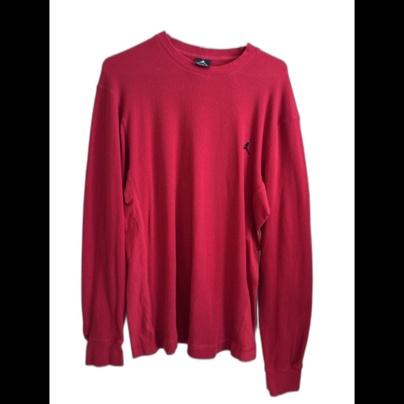 Jordan Other - Air Jordan T-Shirt Men's Large Red Waffle Knit Long Sleeve Jumpman Logo Crew